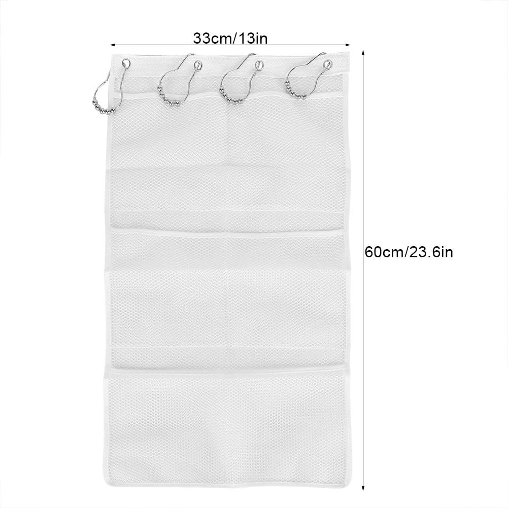 Jwthee Mesh Shower Caddy with 6 Pockets and Metal Hooks