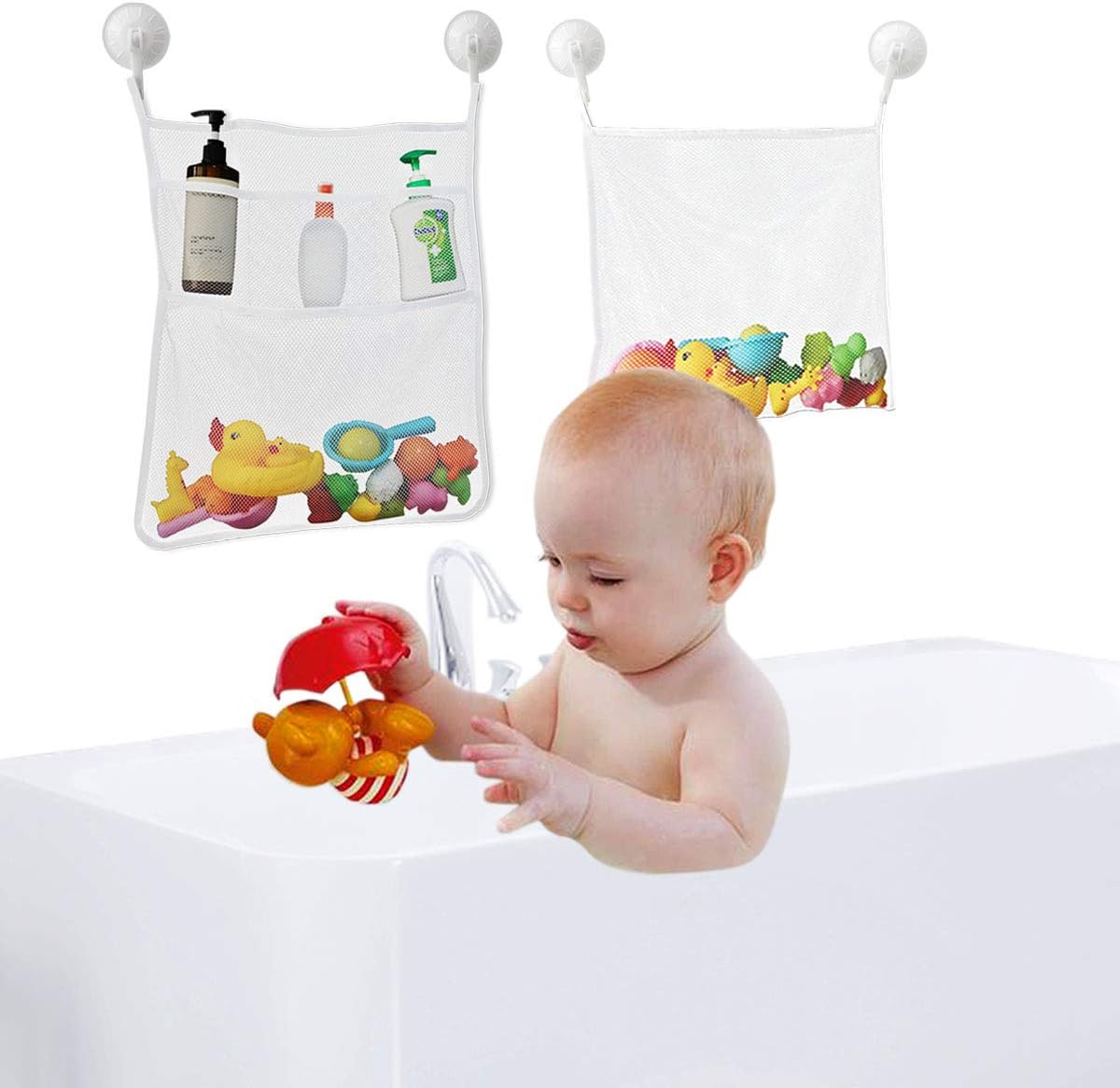 TTSAM Bath Toy Organizer with 6 Suction Hooks