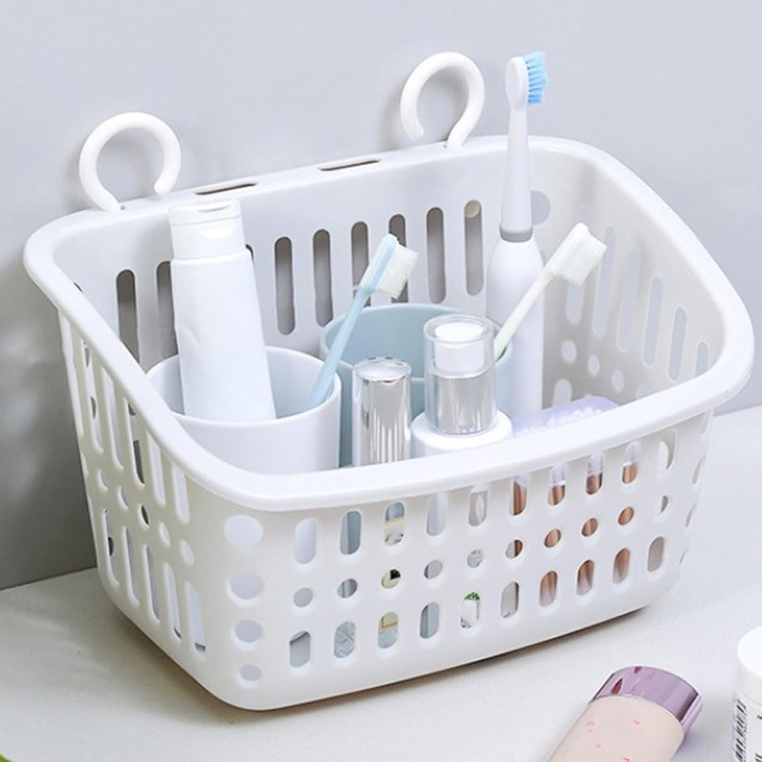 Hanging Plastic Storage Basket for Bathroom Kitchen Shower