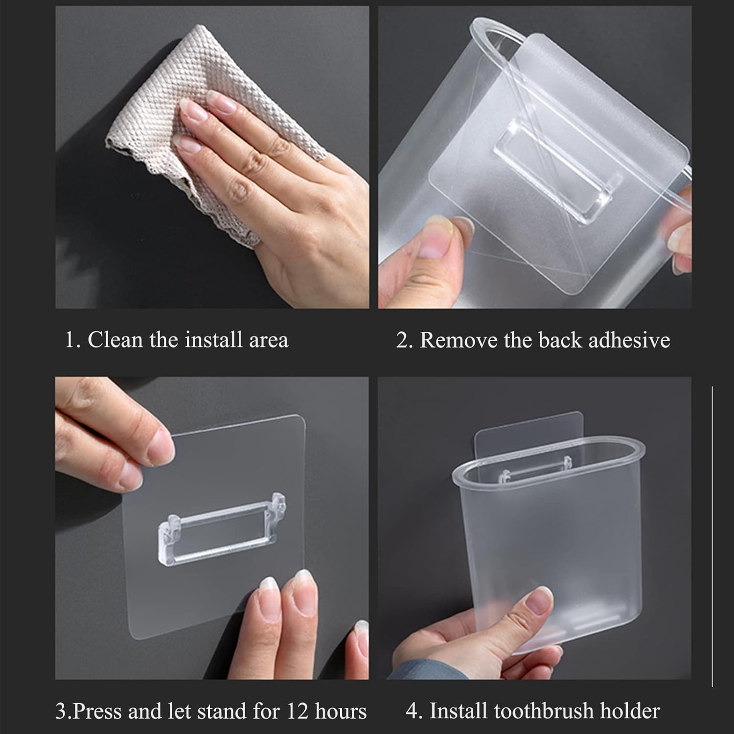 Self Adhesive Wall Mounted Toothbrush Holder for Bathroom