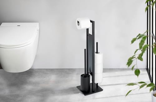 WENKO Toilet Paper Stand with Brush and Spare Holder 1