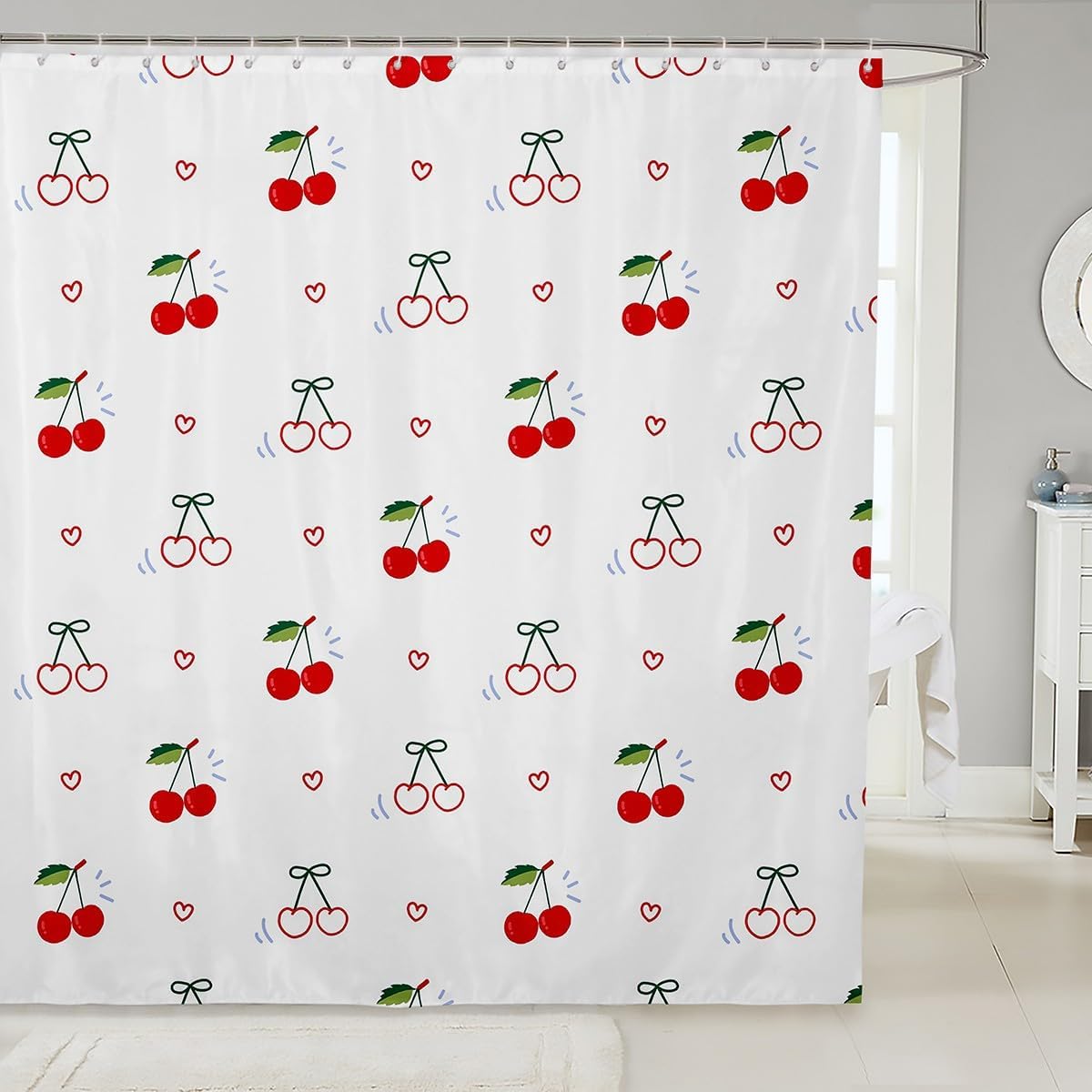 Feelyou Cherry Bath Curtain Set 72x72 Waterproof