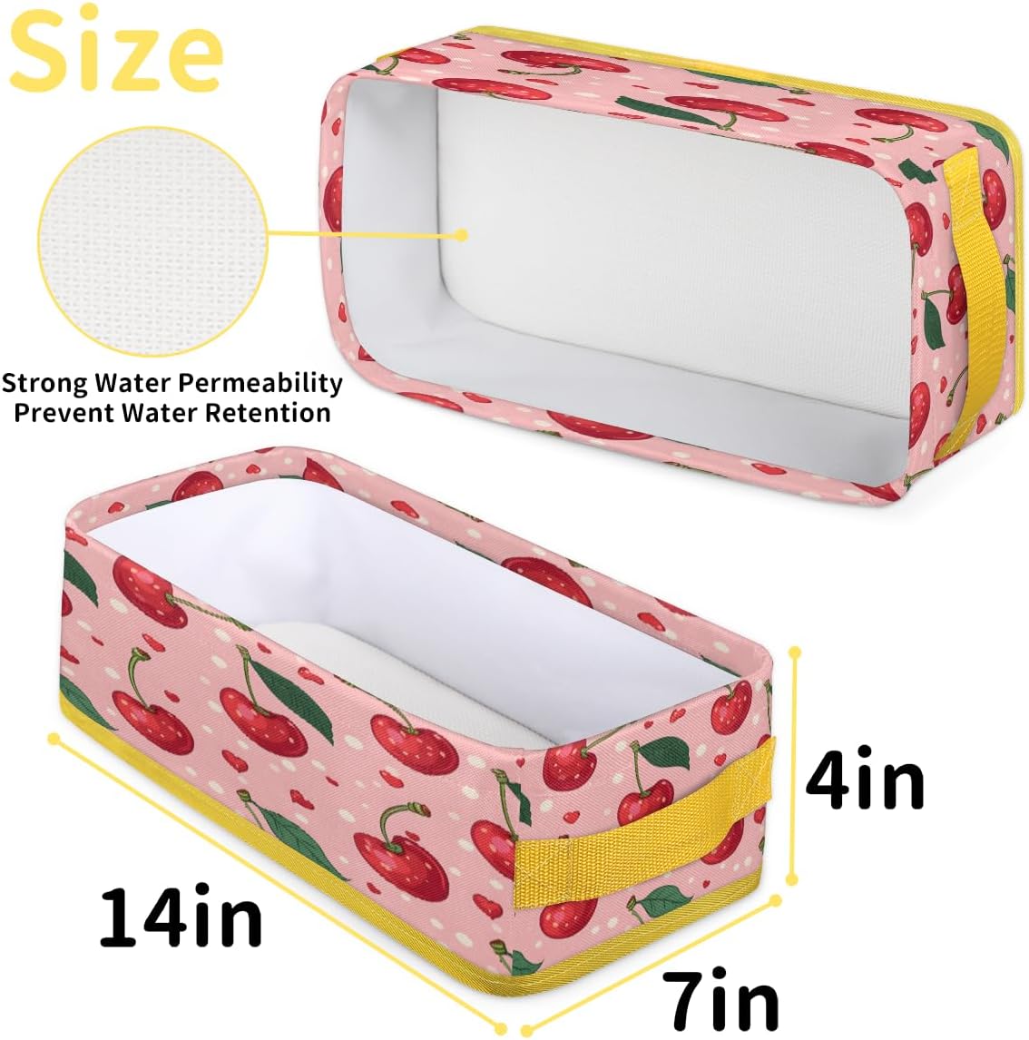 Cute Pink Cherry Toilet Paper Storage Basket with Handle