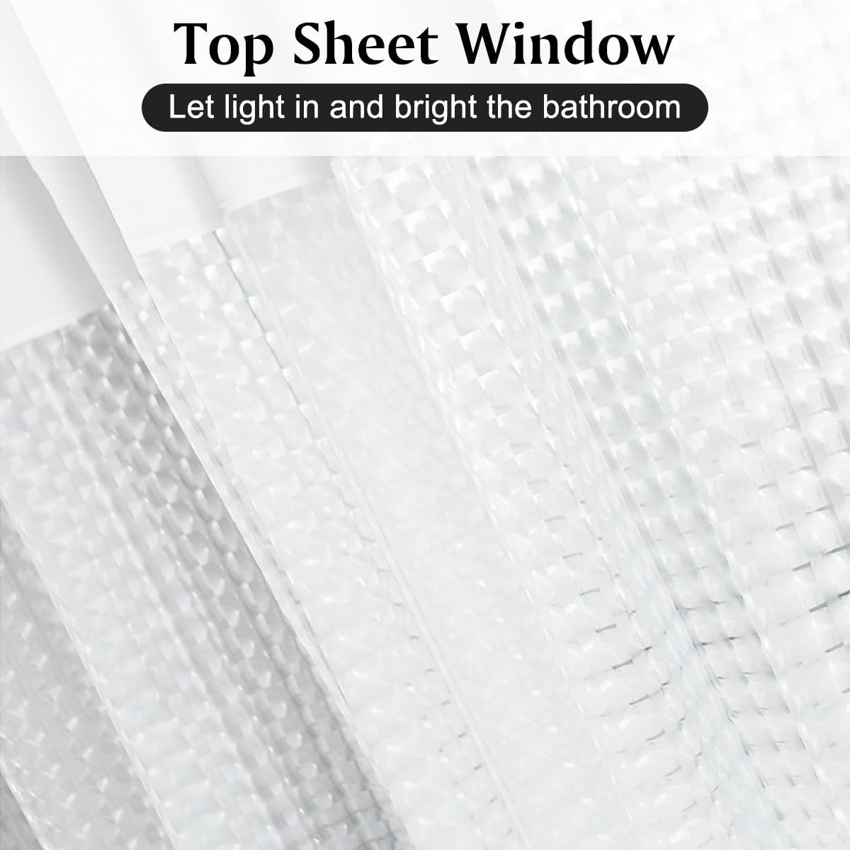 Timecity White Shower Curtain Set with 12 Hooks and Clear Window Liner 1