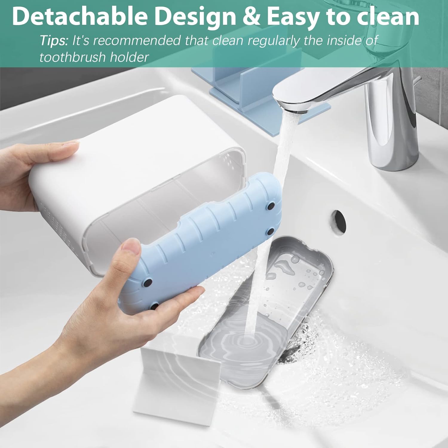 Boperzi 6-Slot Toothbrush Holder with Drainage and Anti-Slip Design