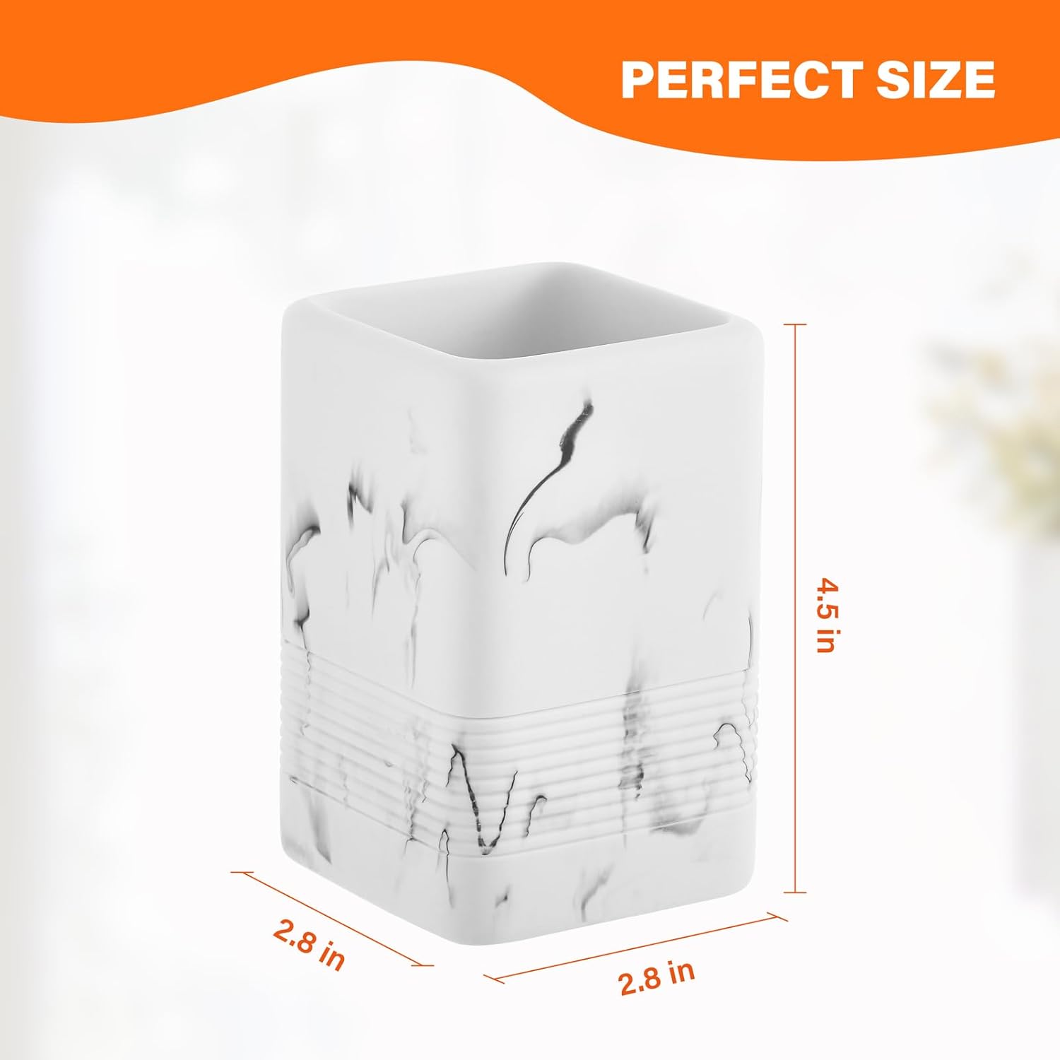 2PCS Resin Toothbrush Holder Set with Marble Design
