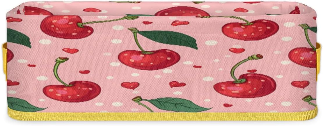 Cute Pink Cherry Toilet Paper Storage Basket with Handle