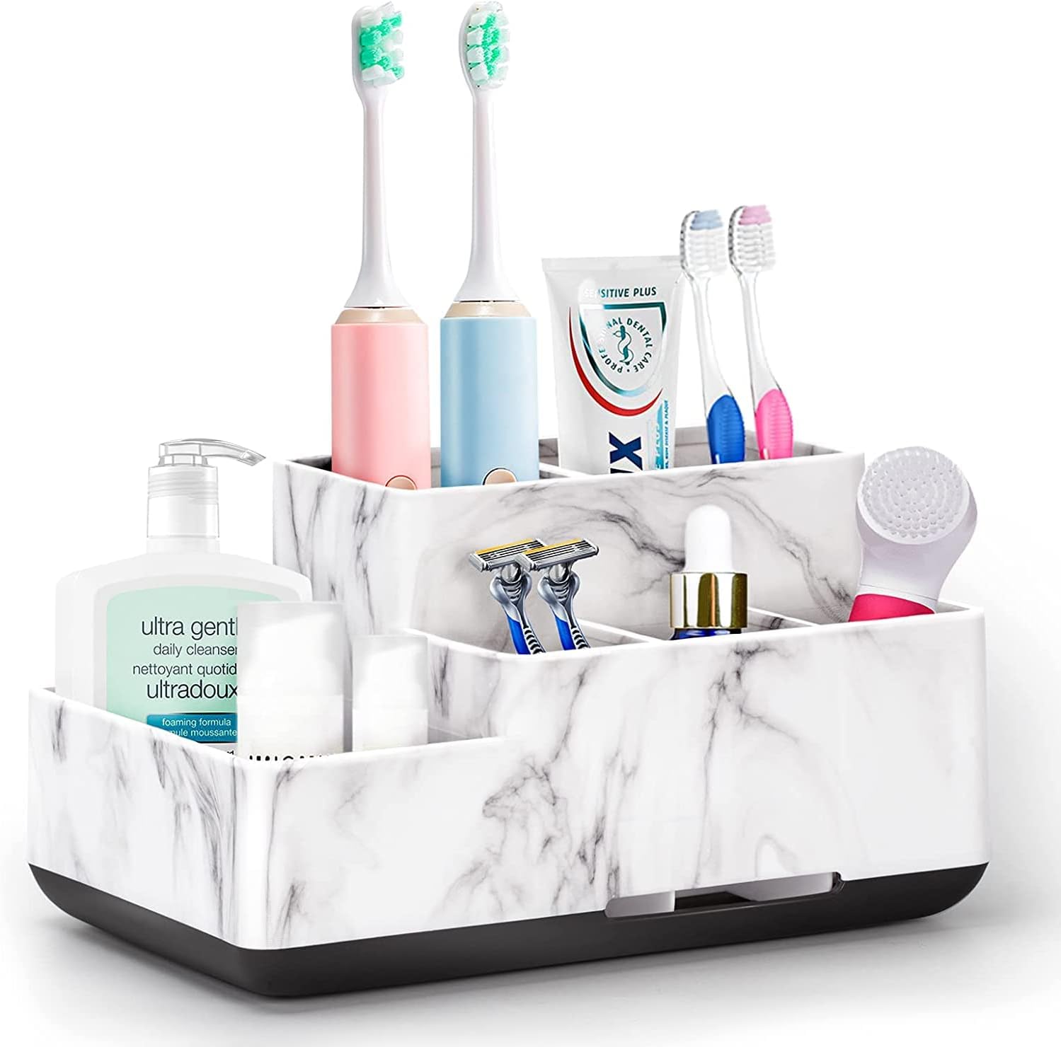 DoubleCare Detachable Toothbrush and Toothpaste Holder with 5 Compartments