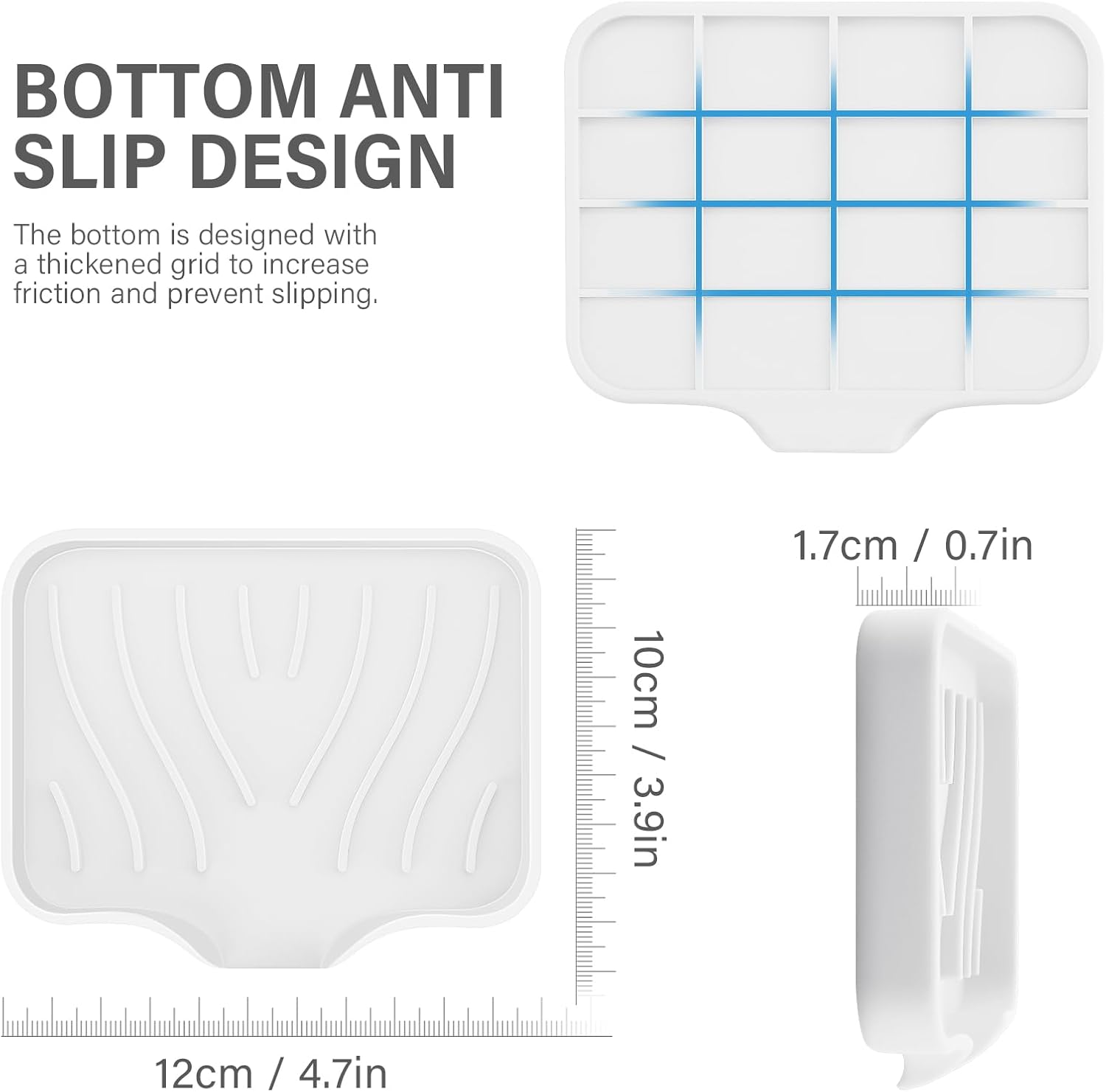 SAISN Silicone Soap Dish 2 Pack with Drain