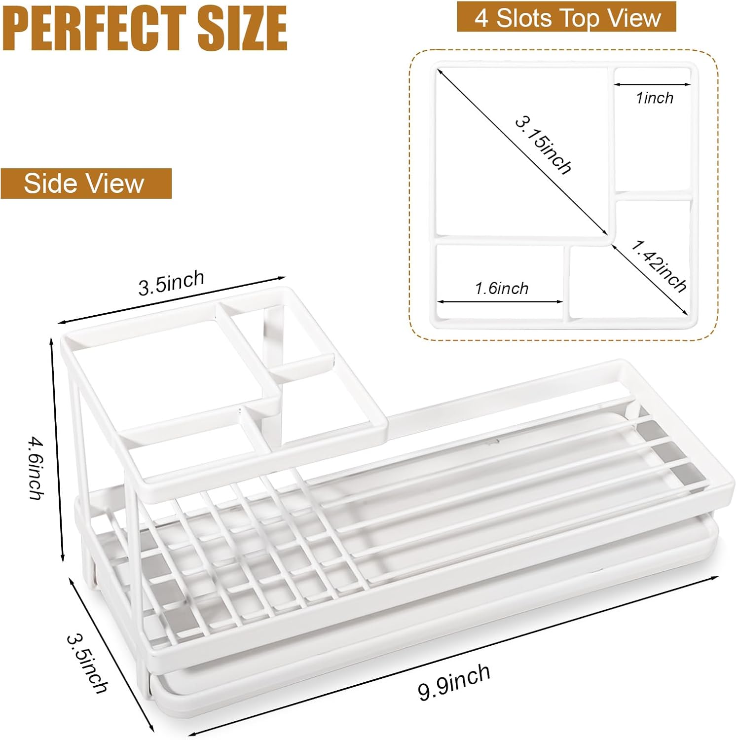 Heagoale Toothbrush Holder Bathroom Organizer with Multiple Compartments - White