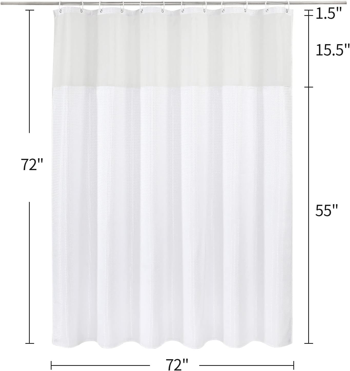 MitoVilla White Waffle Shower Curtain Set with Liner 1