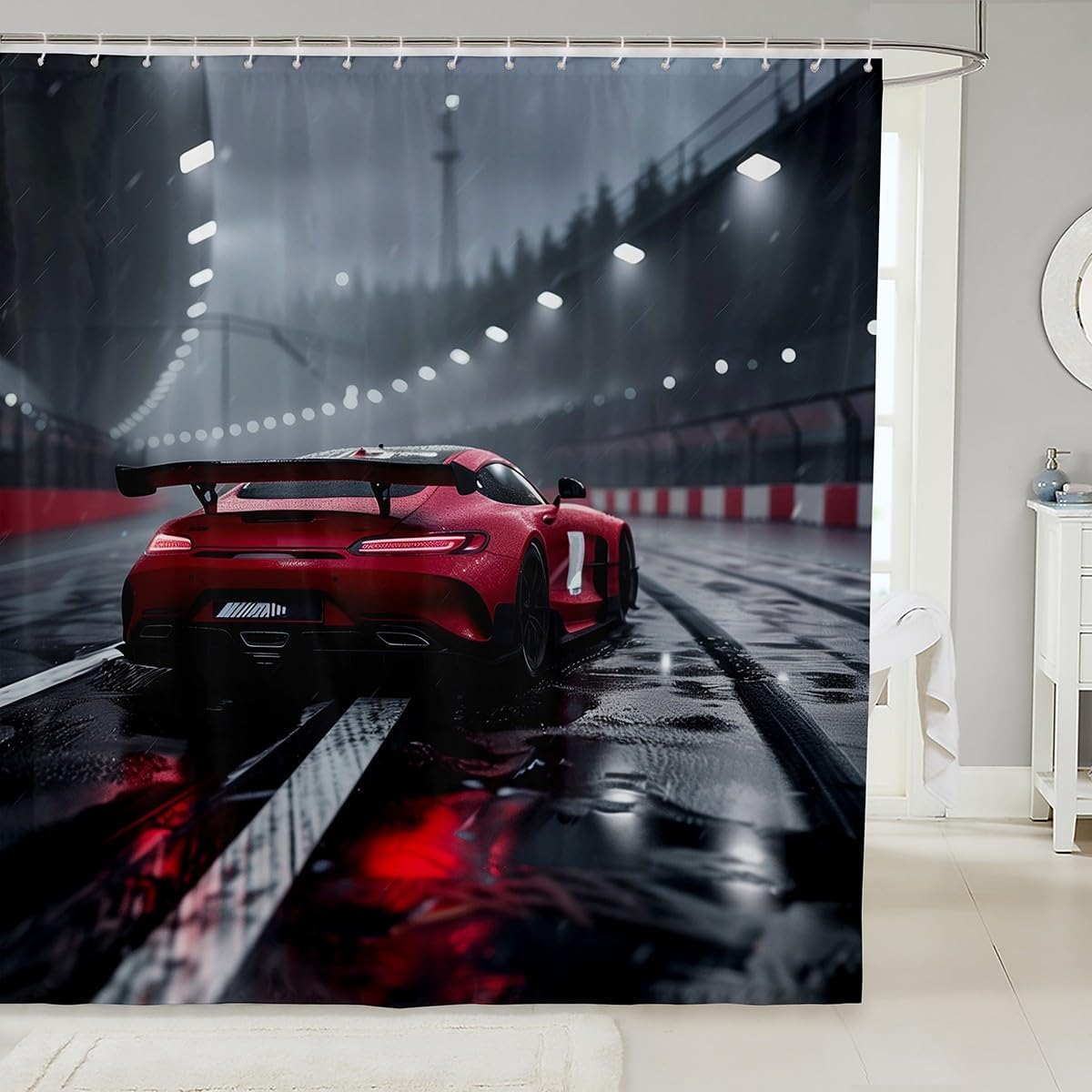 Feelyou Race Car Shower Curtain Set 72x72 1