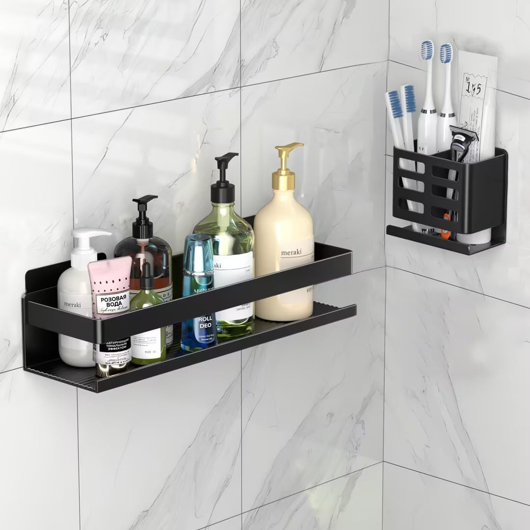 YESENT Shower Shelf 2 Pack - Rust Proof Aluminum Adhesive No Drilling Required