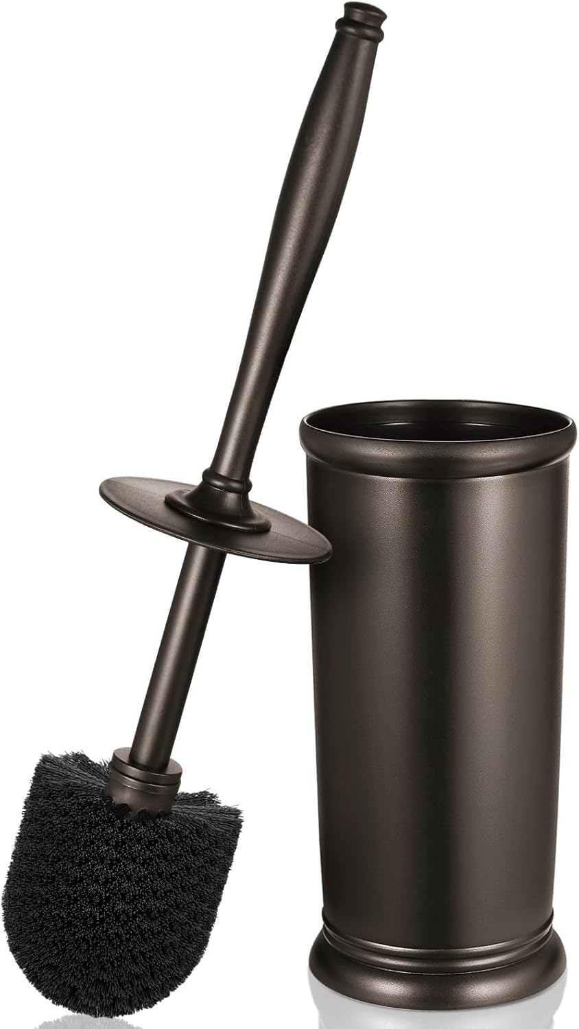 Roleader Toilet Brush Holder Set - 15 Inch Handle with 360 Deep Cleaning