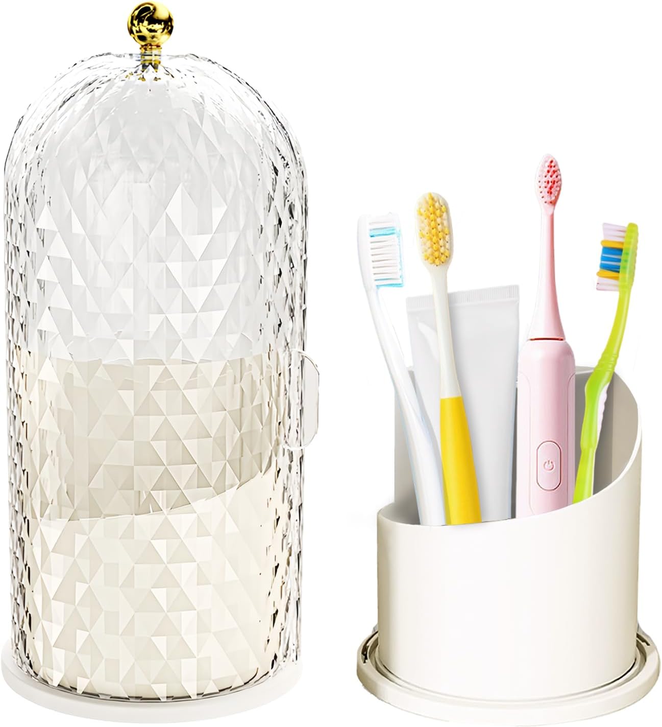 ONEPEACE 3-Slot Rotating Toothbrush Holder with Sliding Lid