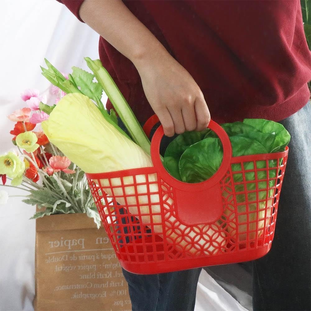 1PCS Durable Hollow Storage Basket for Kitchen and Shower Yellow