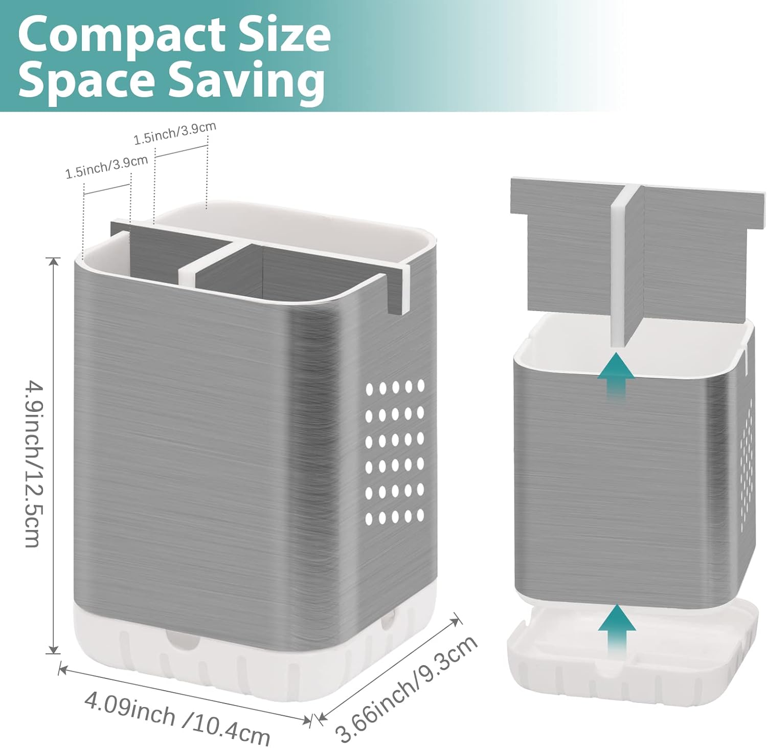 Boperzi 3-Slot Toothbrush Holder with Drainage and Divider