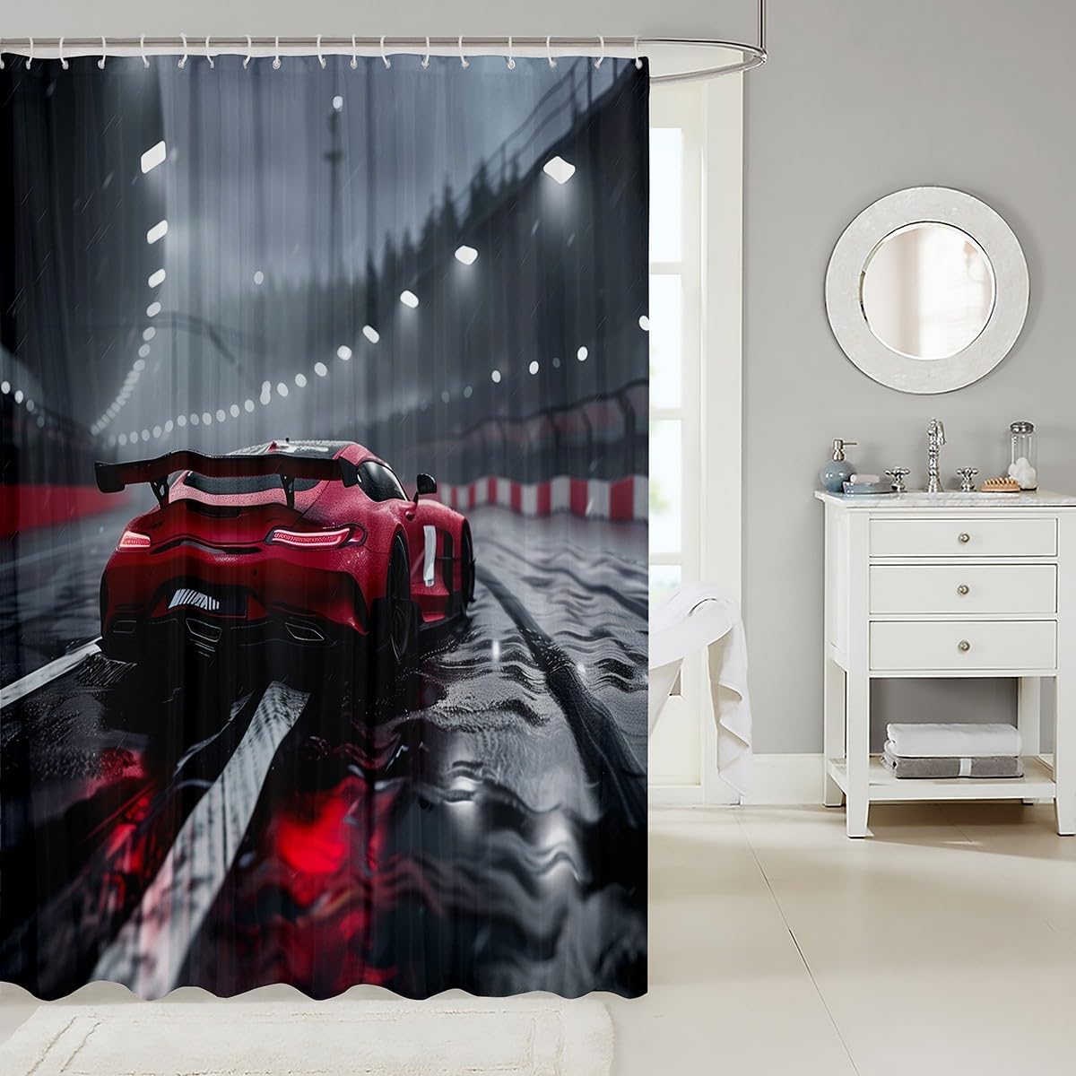 Feelyou Race Car Shower Curtain Set 72x72 1