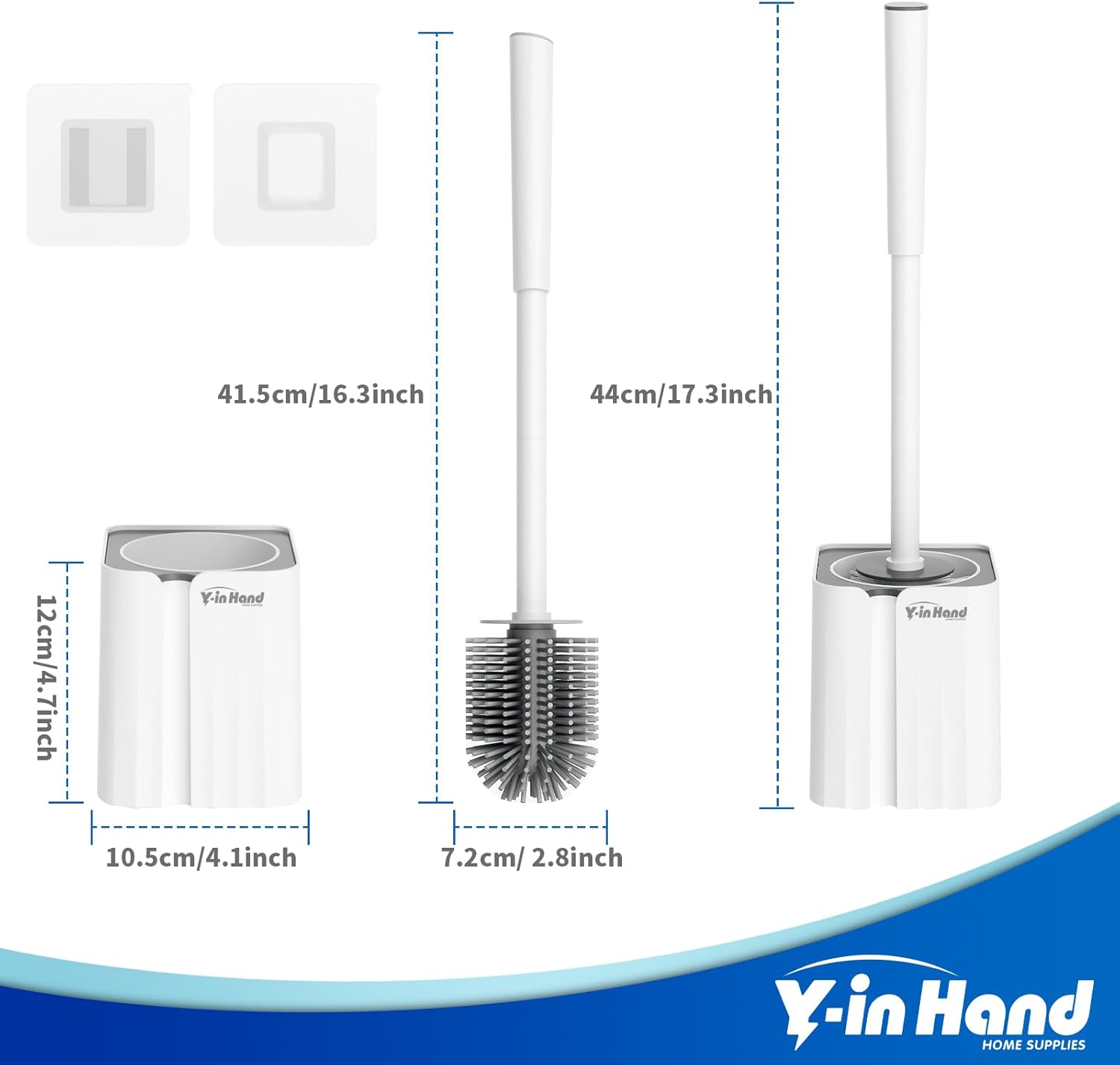 Y-in Hand Toilet Brush and Holder Set - Durable Drip-Proof Compact