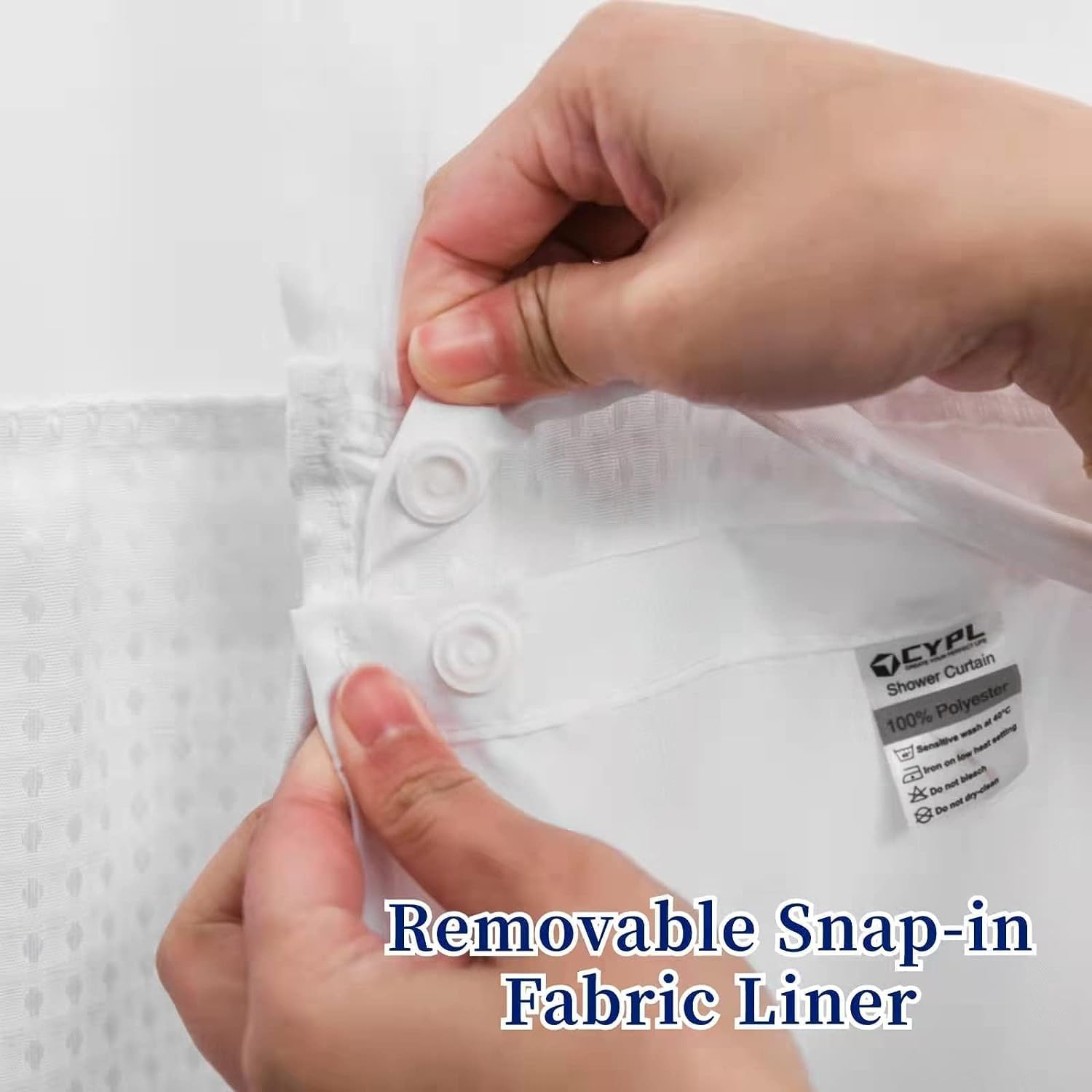 No Hooks Waffle Weave Shower Curtain Set - Hotel Grade Waterproof with Sheer Window