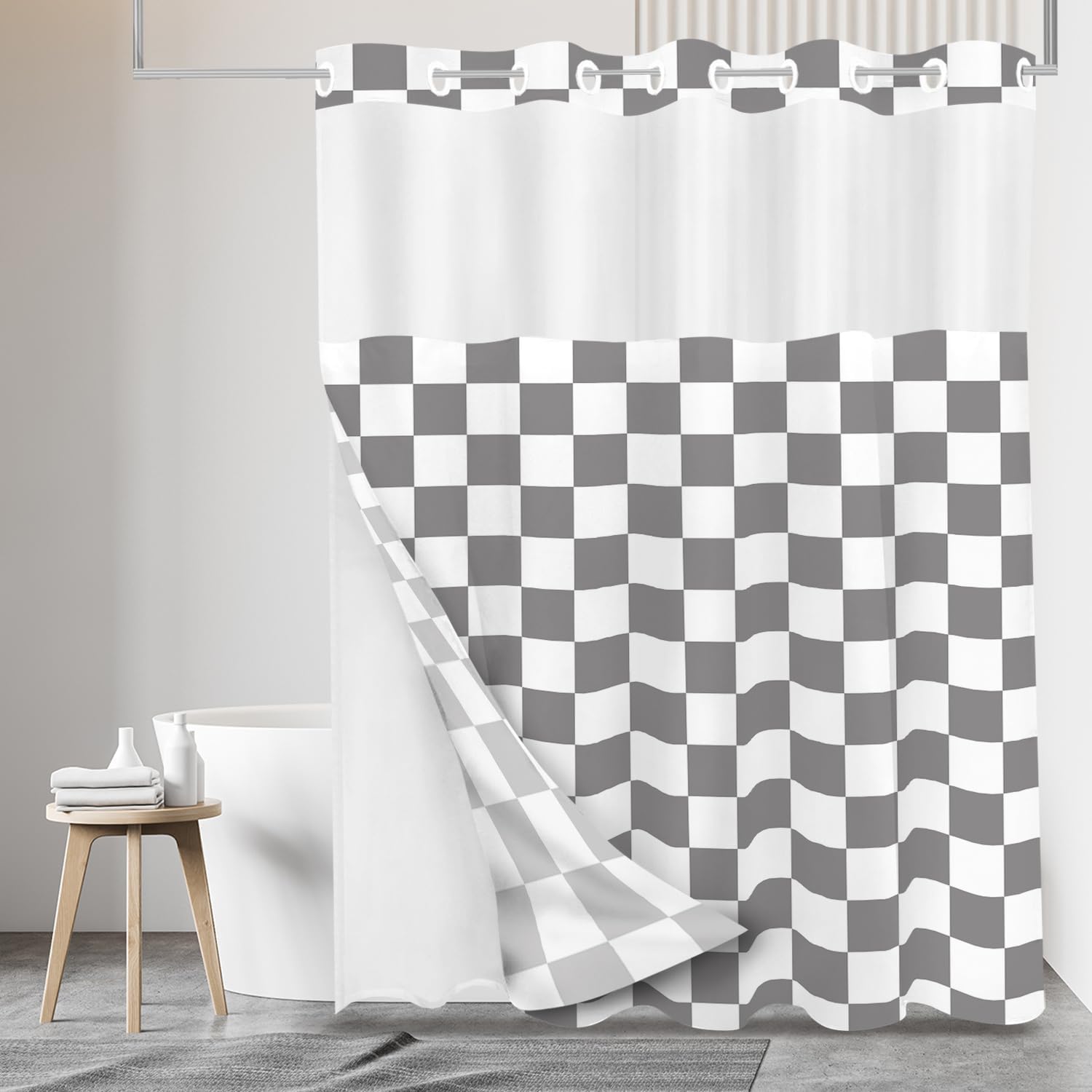 Tititex Luxury Snap-In Liner Shower Curtain Set