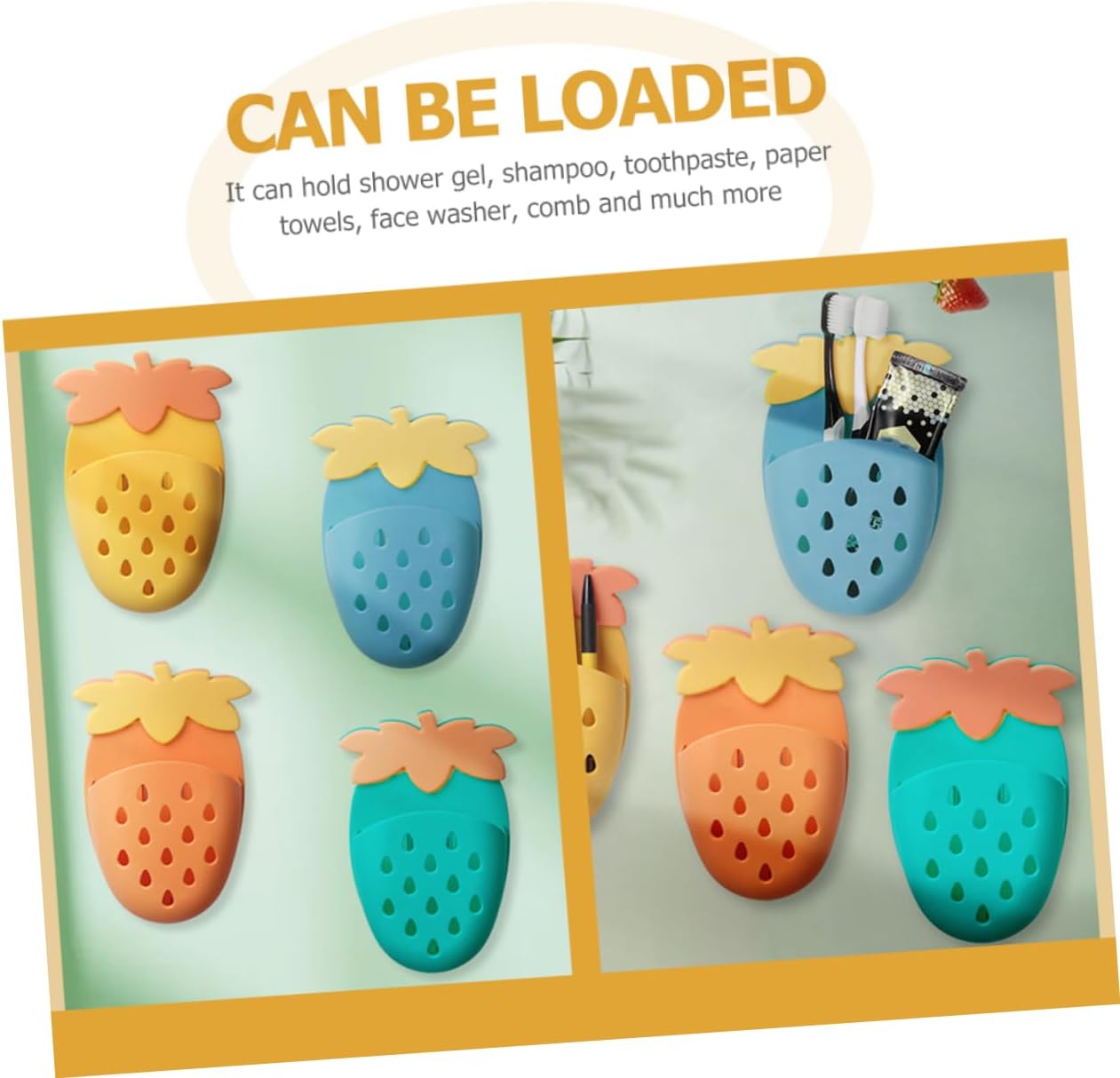 Happyyami 2Pcs Wall Shower Holder Organizer