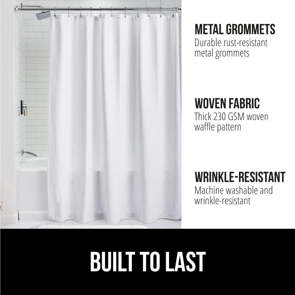 GORILLA GRIP White Bath Bundle with 30x20 Mat 72x78 Shower Curtain