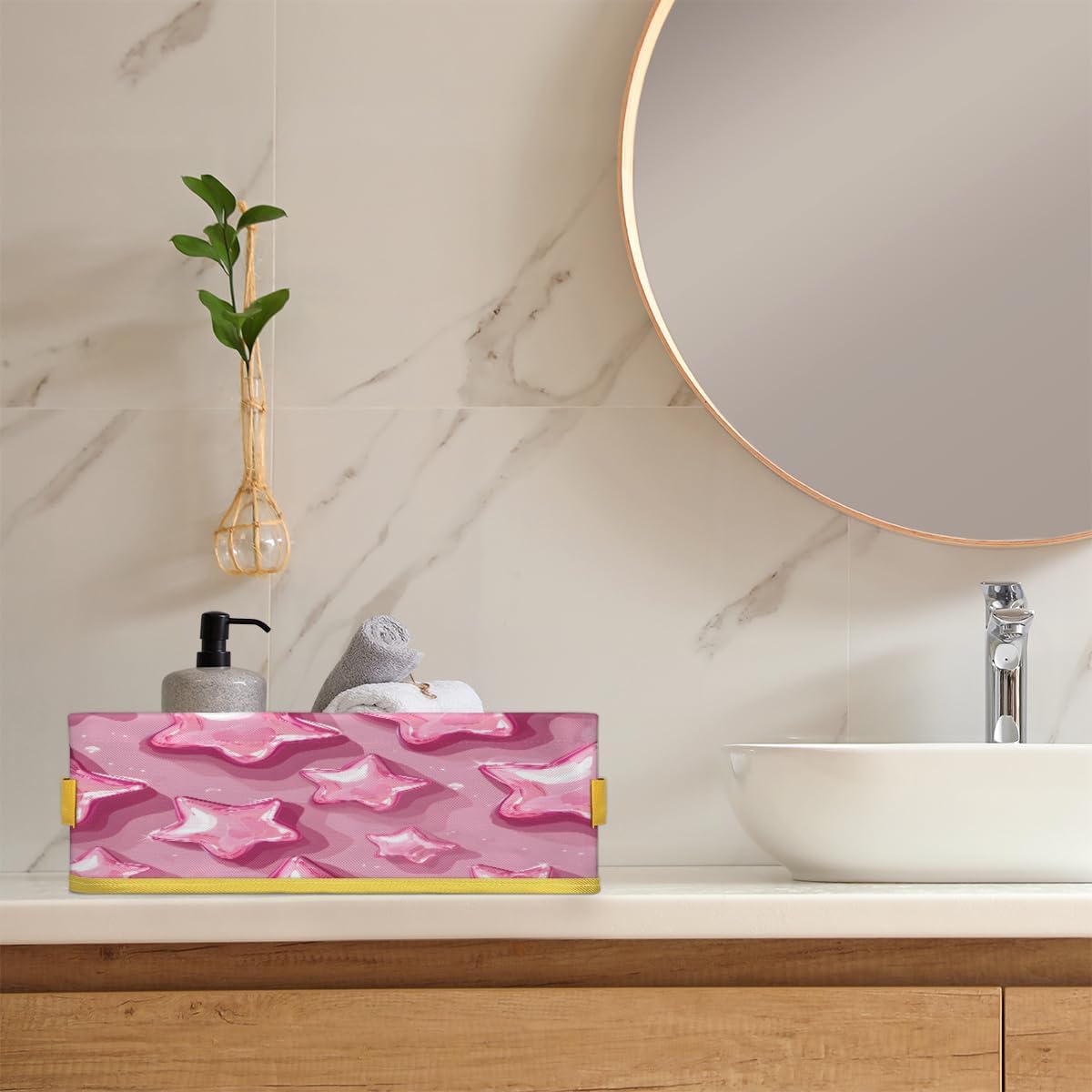 Cute Pinks Stars Toilet Paper Baskets for Bathroom