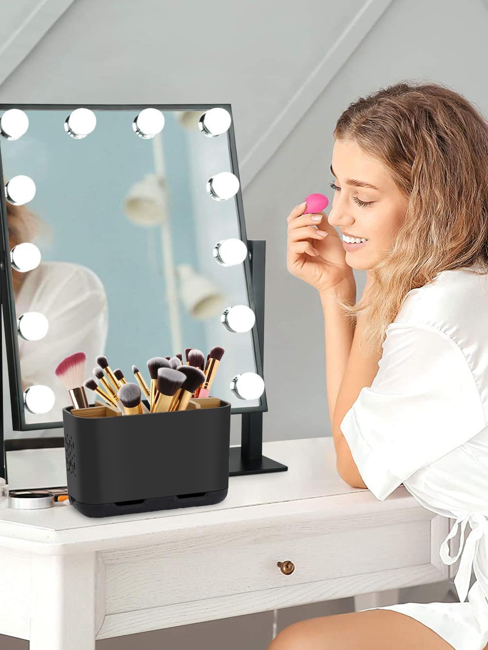 GFWARE Matte Black Toothbrush Holder Set with Drainage and Ventilation