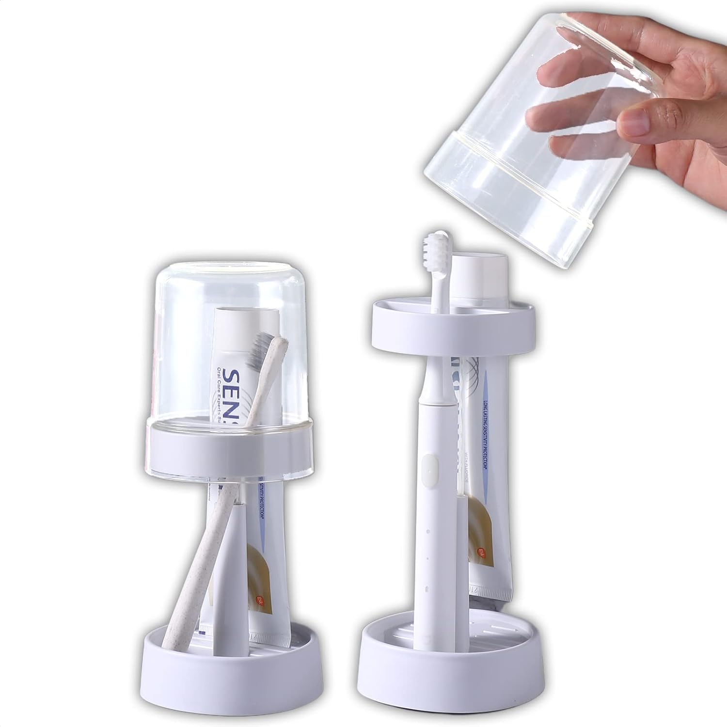 Meiloi Toothbrush Holder with Cup and Cover