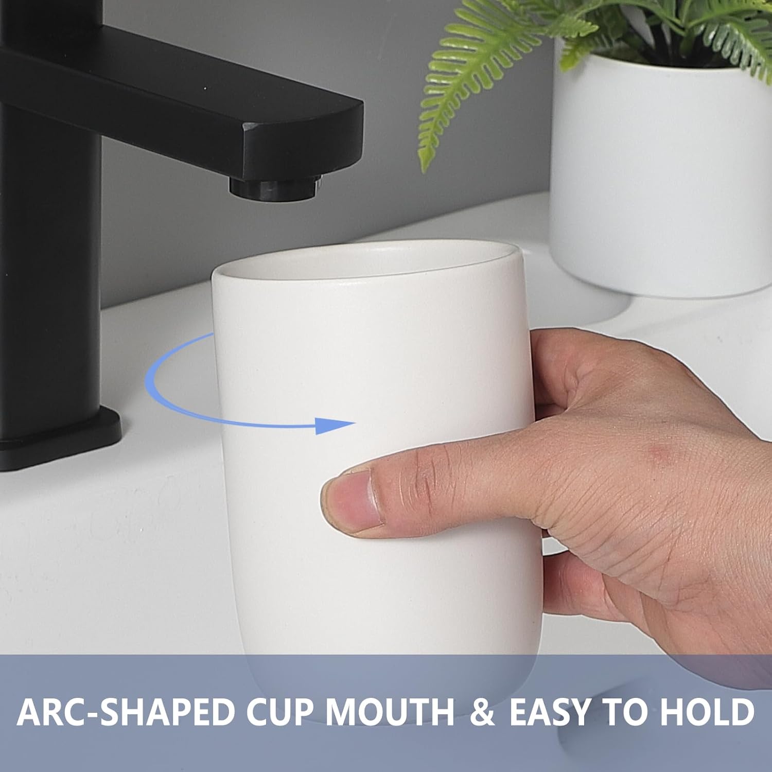 Ceramic Toothbrush Holder Set - 2Pcs White Bathroom Tumbler Cups