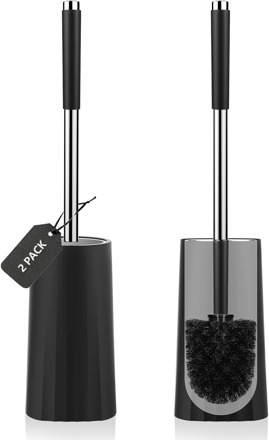 SetSail Toilet Brush Set 2 Pack with Holder and Durable Bristles