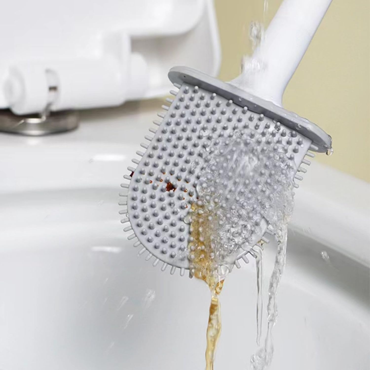 Thaibna Toilet Brush with Silicone Head and No-Slip Handle