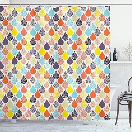 Ambesonne Geometric Shower Curtain with Hooks - Pale Blue
