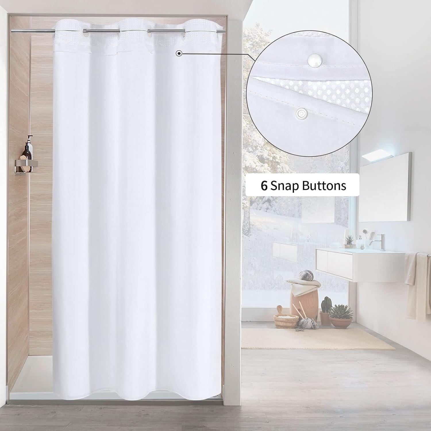MitoVilla White Waffle Shower Curtain 36x74