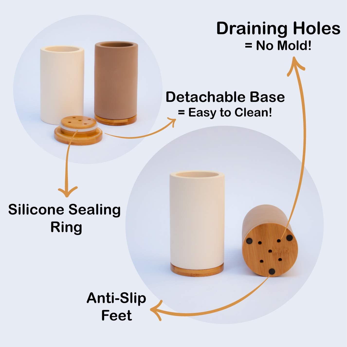 Matani Bamboo Toothbrush Holder with Drain Holes