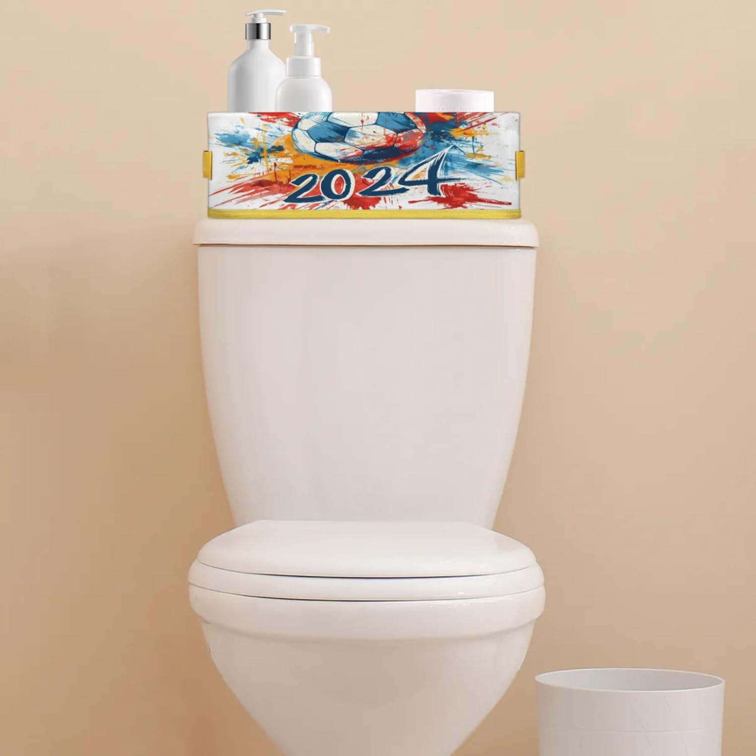 Soccer Balls Toilet Tank Topper Paper Basket