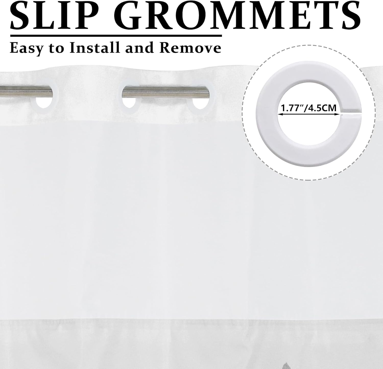 AWERT Forest Grey No Hook Shower Curtain with Liner