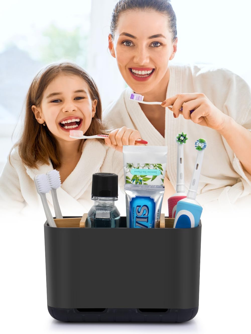 GFWARE Matte Black Toothbrush Holder Set with Drainage and Ventilation