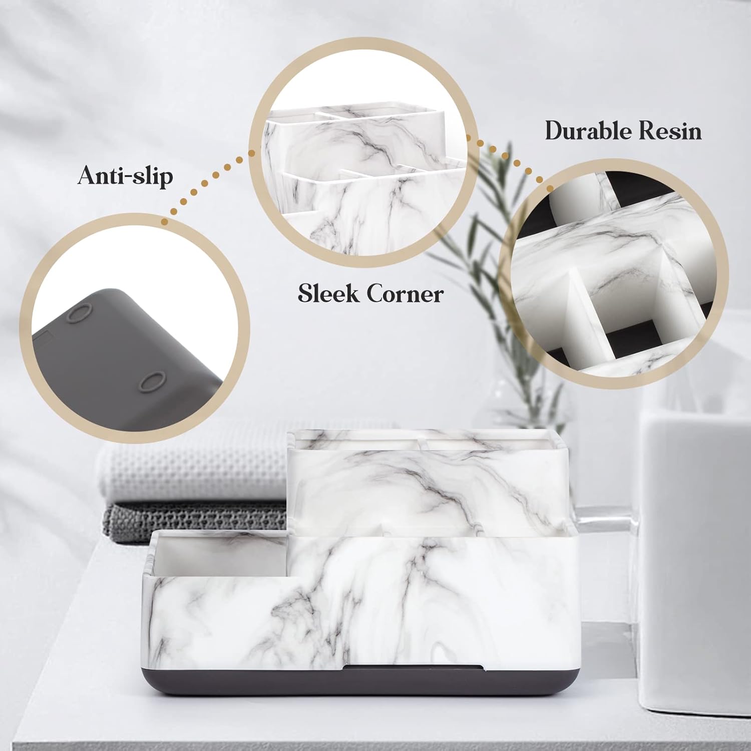 DoubleCare 5 Compartment Toothbrush Holder Organizer