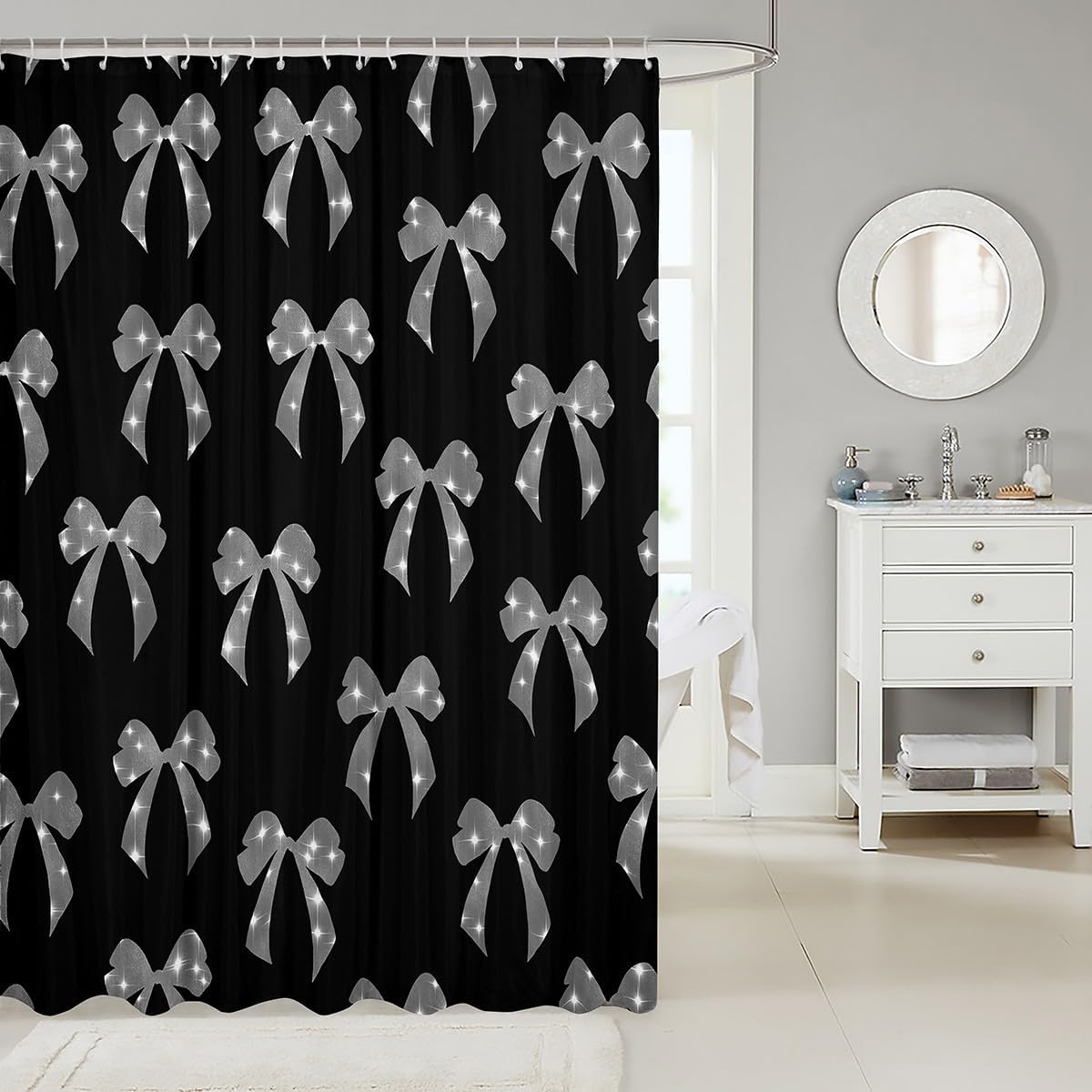 Feelyou Kids Bow Shower Curtain Set 72x72