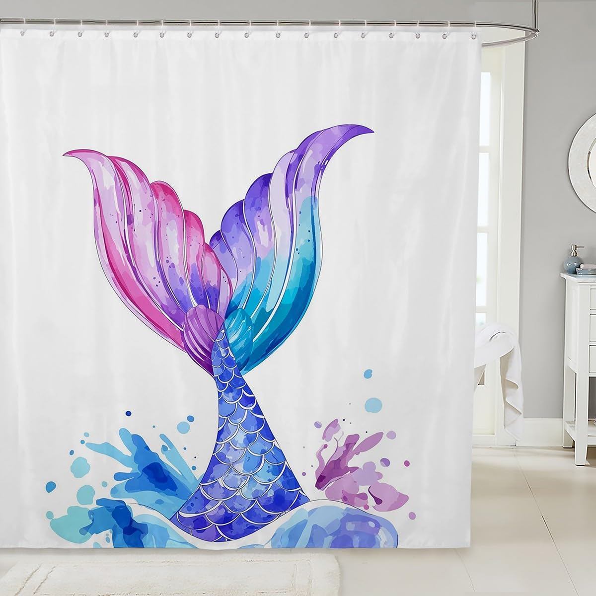 Feelyou Kawaii Mermaid Shower Curtain Set 72x78