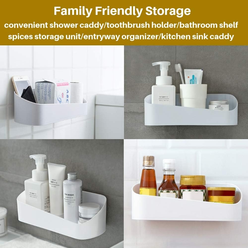 SUNFICON Adhesive Shower Caddy Wall Mounted Storage Rack Gray
