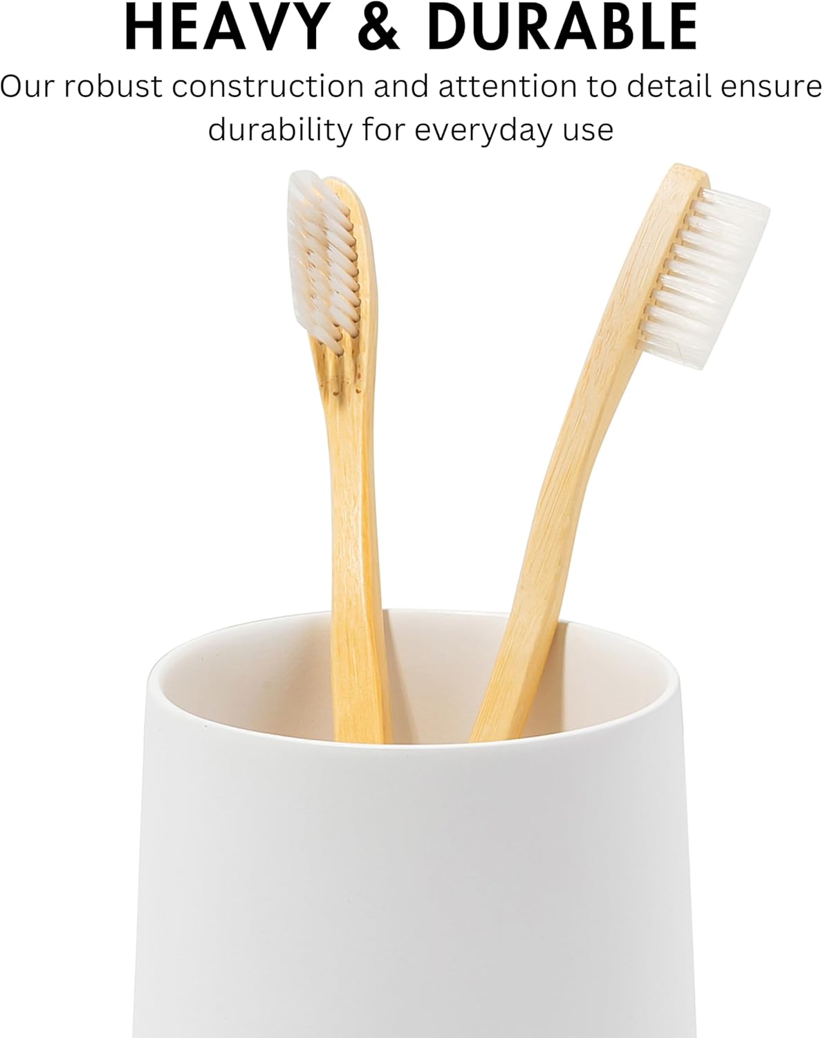 Matte White Toothbrush Holder with Cup and Floss Organizer