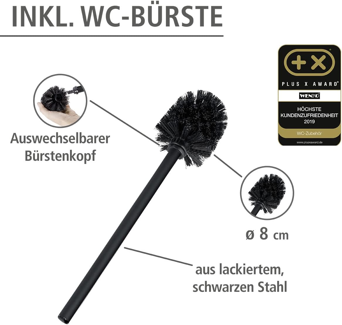 WENKO Toilet Paper Stand with Brush and Spare Holder 1