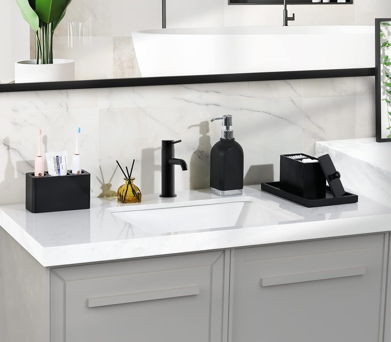 Luxspire Toothbrush Holder - Black 3 Slots