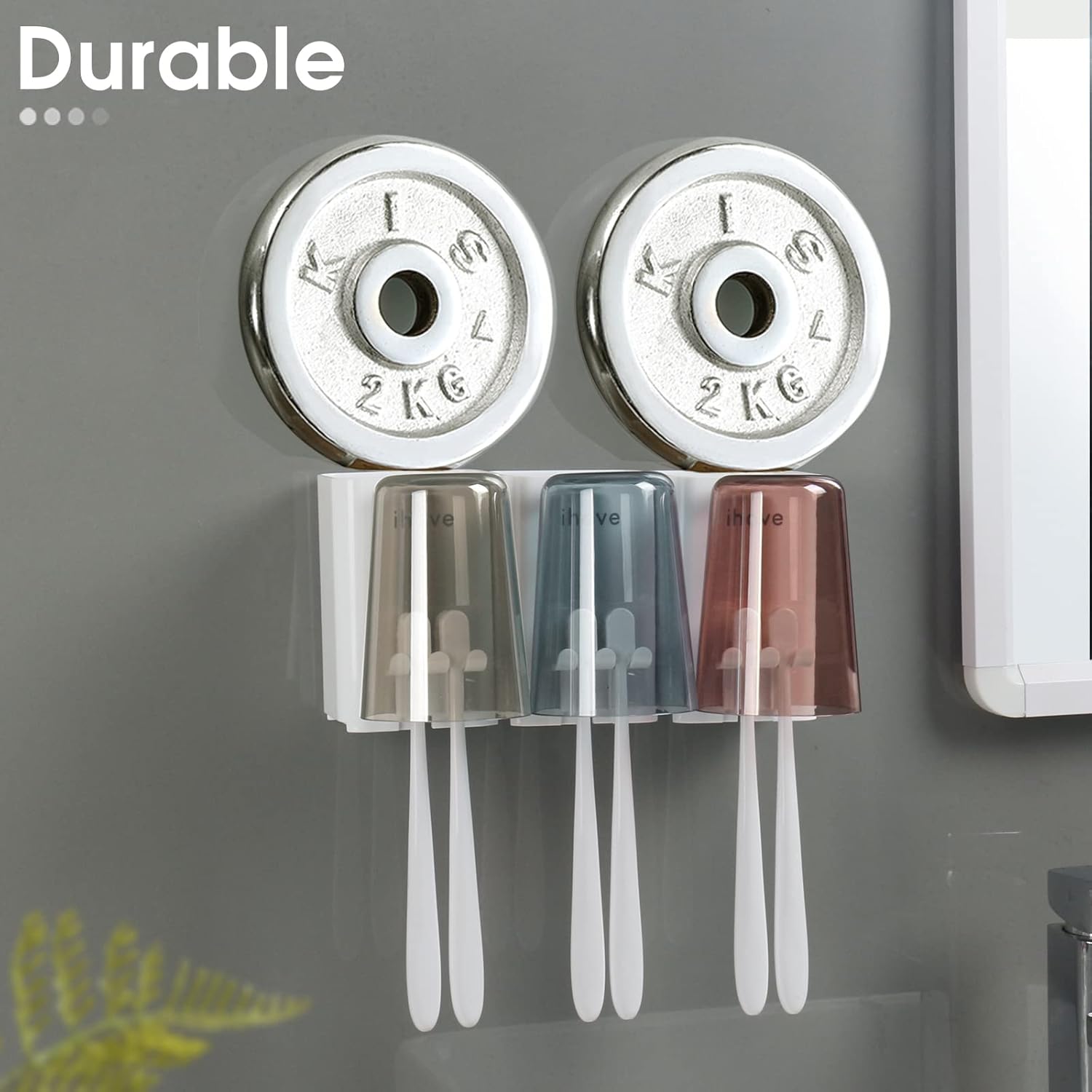 iHave Wall Mounted Toothbrush Holder with Toothpaste Squeezer Set