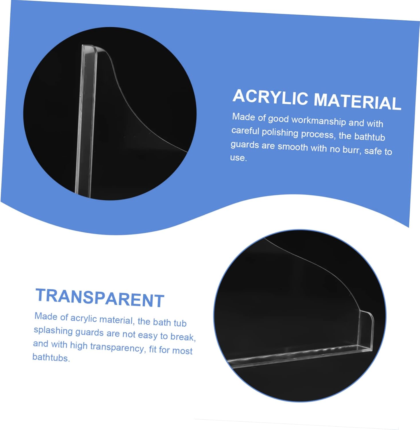 Wakauto Acrylic Bathtub Splash Guards Set Leakproof Easy Install