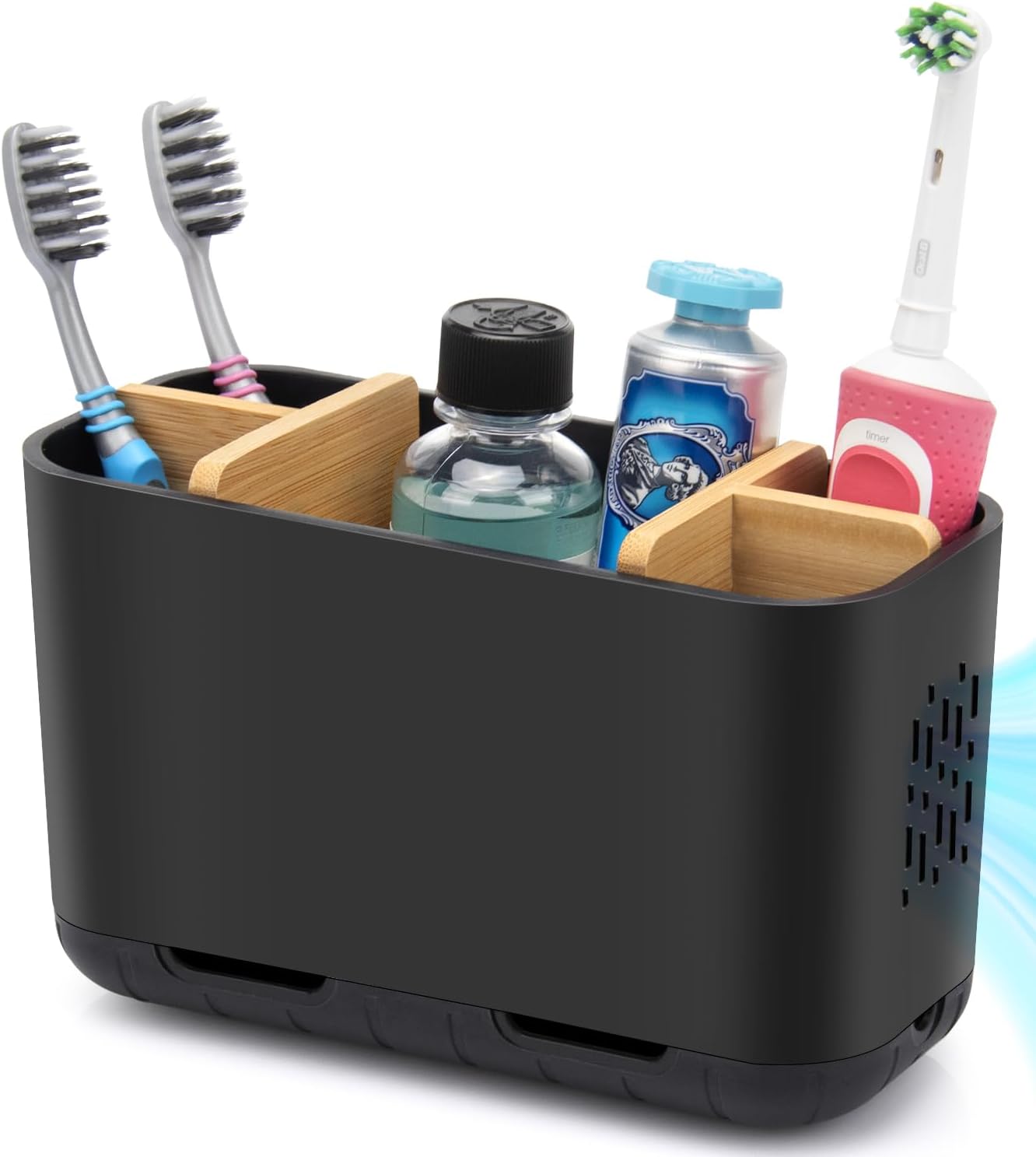 GFWARE Matte Black Toothbrush Holder Set with Drainage and Ventilation