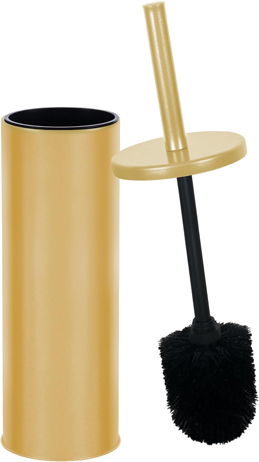 Zahari Home Toilet Bowl Brush with Holder - Painted Satin Gold